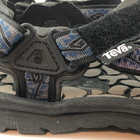 Teva Sandals Mens 13 Terrafi Original Universal Black Blue Spiral River Rubber - Picture 7 of 11